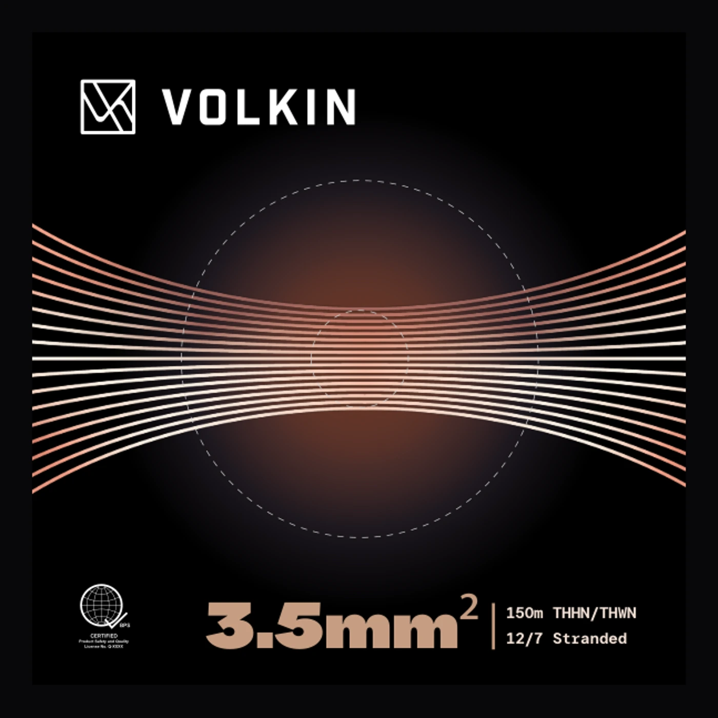 VOLKIN 3.5mm² THHN/THWN box front